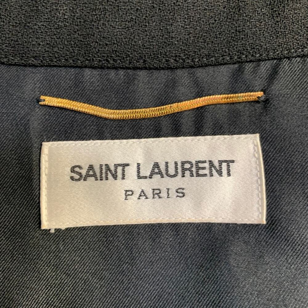 SAINT LAURENT Size 8 Black Gold Wool Crepe Rhinestones Long Sleeve Dress - Picture 6 of 10